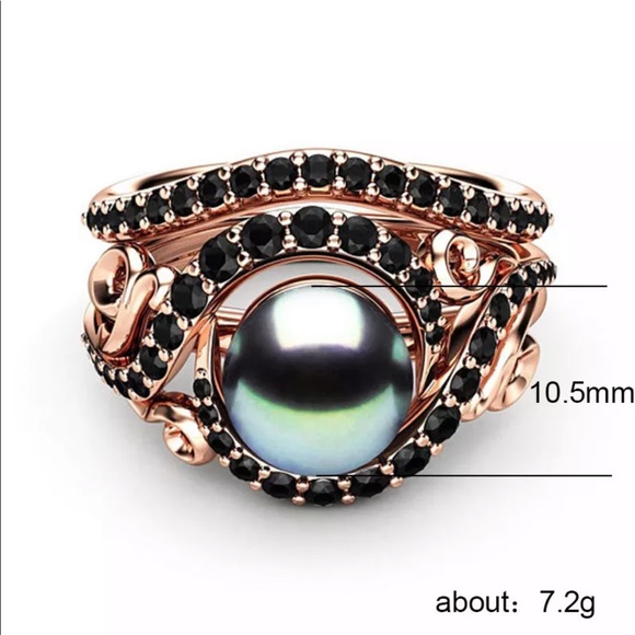 TahitIan Pearl 18KT Rose Gold Filled Blk Sapphire - Picture 6 of 7